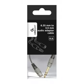 Helikaabel Gembird A-63M35F-0.2M 6,35 mm isane 3,5 mm emasele must