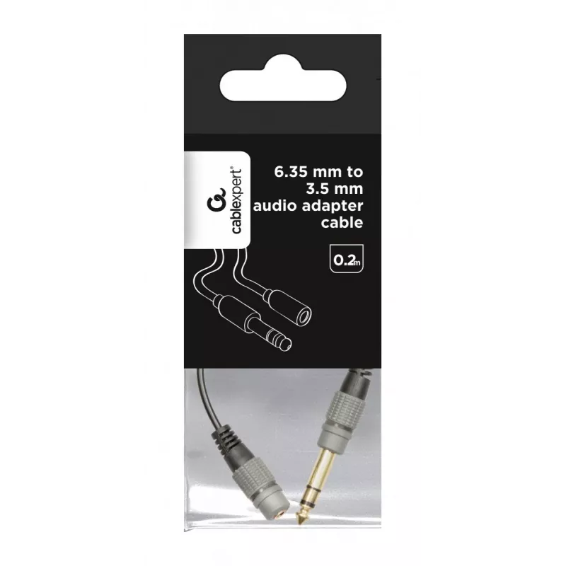 Helikaabel Gembird A-63M35F-0.2M 6,35 mm isane 3,5 mm emasele must
