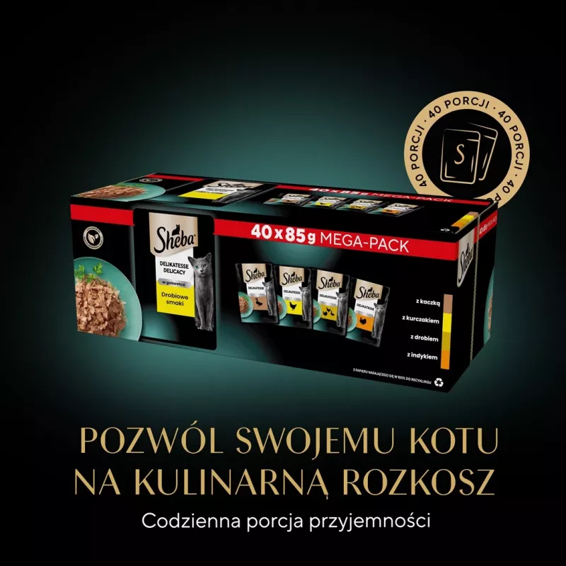 SHEBA Delicacy linnulihamaitselised želees - märg kassitoit - 40x85 g