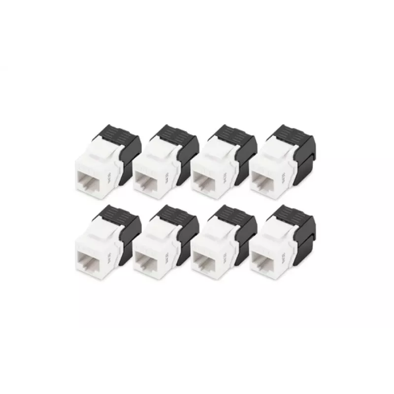 Digitus CAT 6 Keystone Jack varjestamata 8 tk Lame Must Valge RJ-45