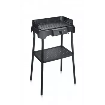 Tabletop electric grill SEVERIN PG 8596, 2000 W, rectangular grid, Must, rotary control