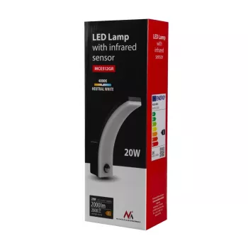 LED seinavalgusti MACLEAN MCE512 GR liikumisanduriga, energiasäästlik LED-valgusti