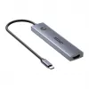 USB-C jaotur Unitek H1124AGY01 100W PD, HDMI 2.0, 2x USB‑A, 2x USB‑C, SD/microSD lugejaga — alumiinium