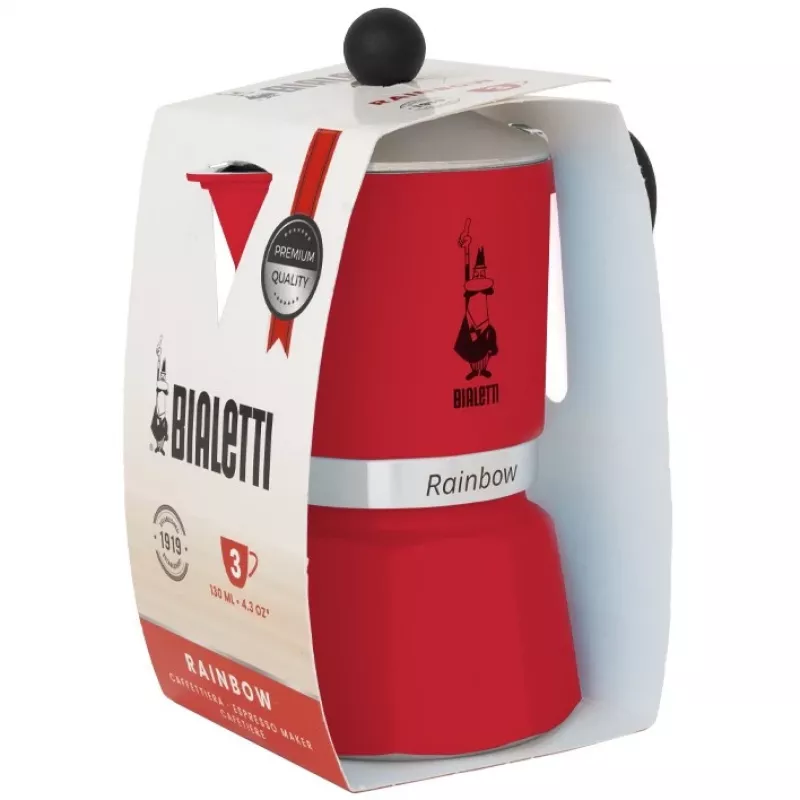 Bialetti Stovetop Espresso Maker Rainbow 3 tassi punane