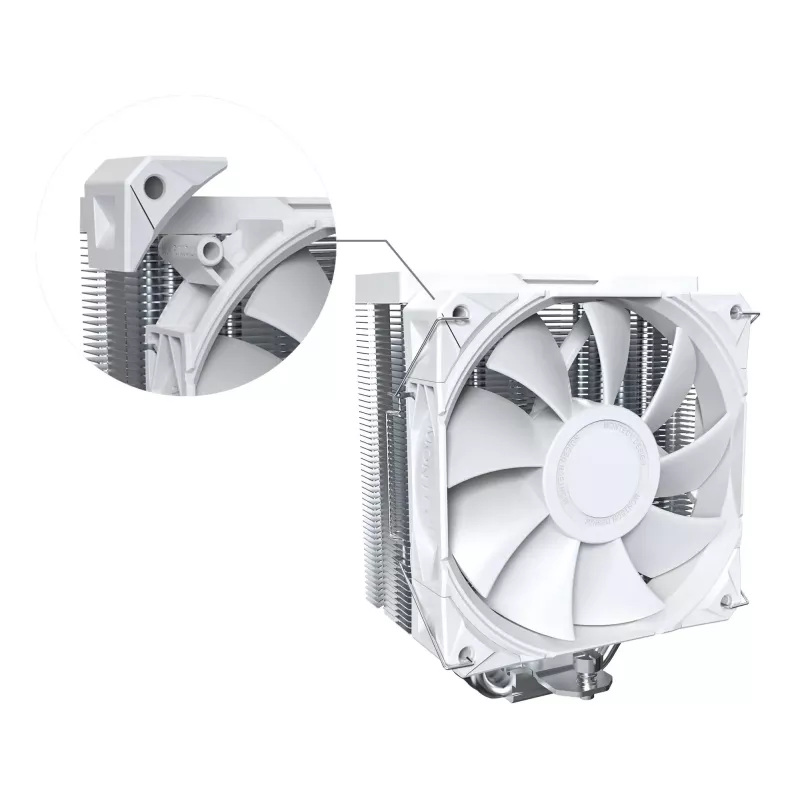 CPU õhkjahuti Montech NX400, 120 mm ventilaatorid, Valge, mõõdud 156×74×120 mm, TDP 270 W