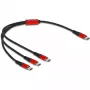 USB-laadimiskaabel DeLOCK 3-in-1 USB-C – 3x USB-C, 30 cm, must/punane