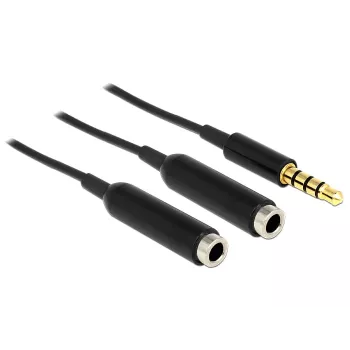 DeLOCK 65575 helikaabel 0,25 m 3,5 mm pistik 2 x 3,5 mm pesa must