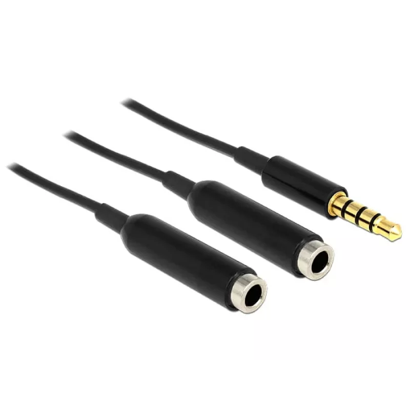 DeLOCK 65575 helikaabel 0,25 m 3,5 mm pistik 2 x 3,5 mm pesa must