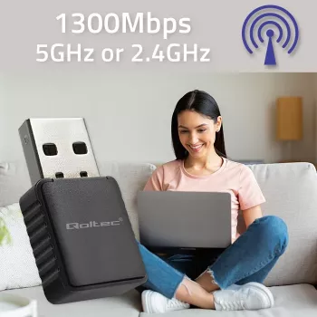Juhtmeta USB-adapter QOLTEC 56988 kahesagedusriba 1300Mbps USB 3.0