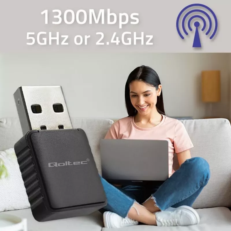 Juhtmeta USB-adapter QOLTEC 56988 kahesagedusriba 1300Mbps USB 3.0
