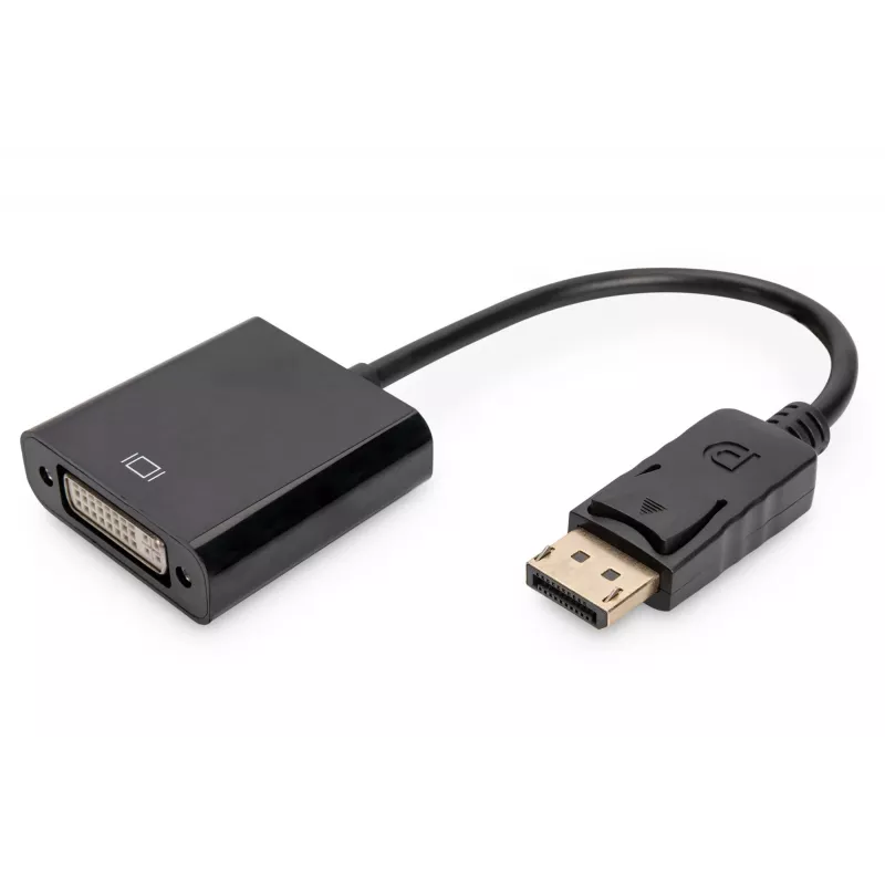 Assmann DisplayPort adapterkaabel. DP - DVI (24+5) M/F. 0,15 m lukustusega. DP 1.1 ühilduv. UL. must, varjestuseta. 32AWG (AK-340409-001-S)