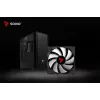 Arvuti korpus SAVIO Noctis Flow — kuubikujuline, Mini‑ITX/Micro‑ATX/ATX, 3x120 mm ees, 1x120 mm taga, 2x3,5 tolli + 3x2,5 tolli pesad, karastatud klaas