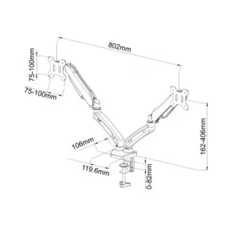 Laualine käepide gaasivedrul 2 LED/LCD-ekraanile 13-27 tolli L-13GD