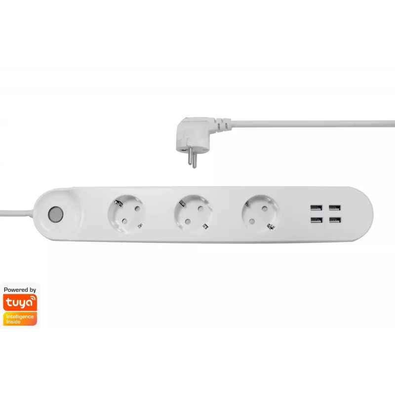 Nutikas pistikupesakomplekt Denver SHP-300U 3 vahelduvvoolupistikut Tüüp E 4 Valge