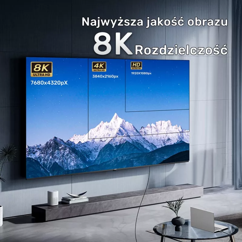 HDMI-kaabel UNITEK C11085GY01-10M 10m 2.1 48 Gbit/s Must