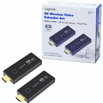 LOGILINK HDW0102 juhtmevaba HDMI ülekandekomplekt — 30 m leviulatus, HDMI saatja ja vastuvõtja