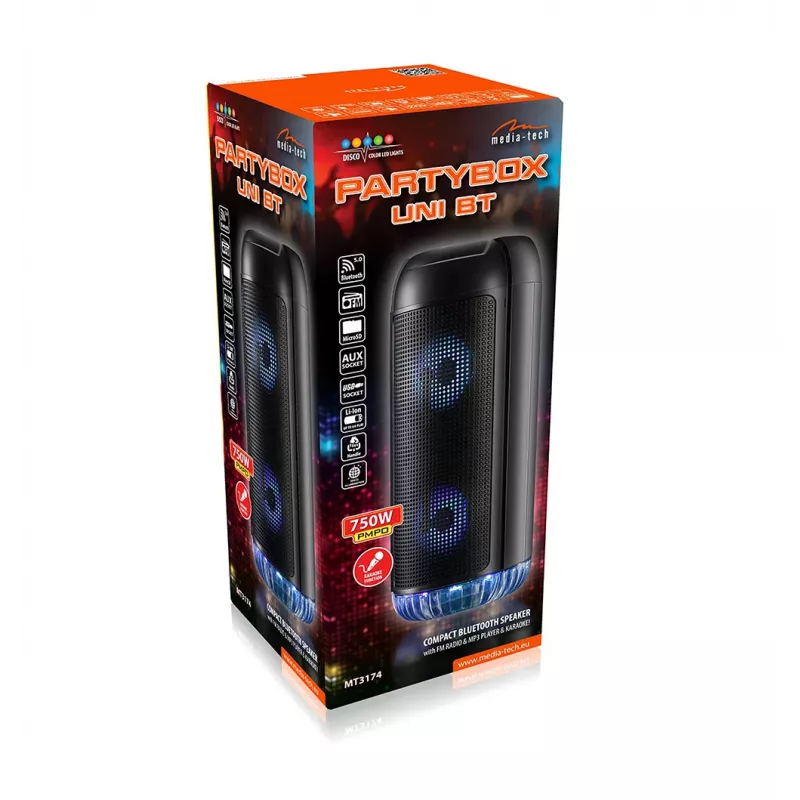 PartyBox UNI juhtmeta kõlar mikrofoni ja karaokefunktsiooniga Bluetooth 5.0 MT3174