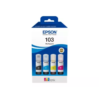 Tindikassettide komplekt Epson EcoTank 103 — Originaalne 4-värviline komplekt (must, tsüaan, magenta, kollane), Must 4500 lk, Värviline 7500 lk.