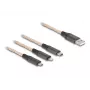 DeLOCK USB-kaabel 1,2 m USB 2.0 USB A USB C/Micro-USB B/Lightning läbipaistev