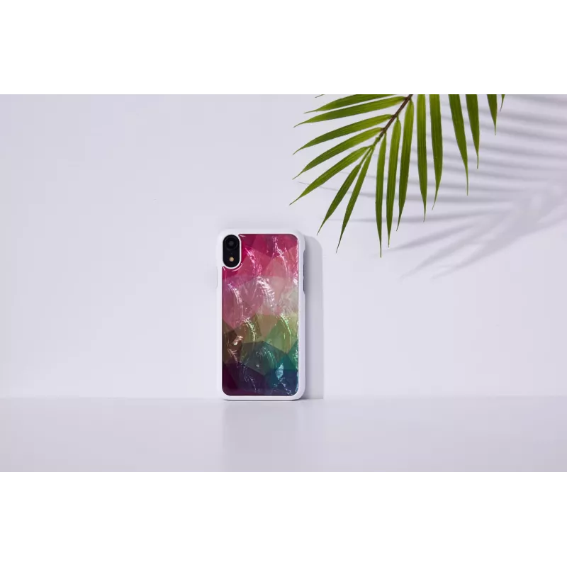 Nutitelefoni ümbris iKins iPhone XR jaoks – vee-lille disain, valge