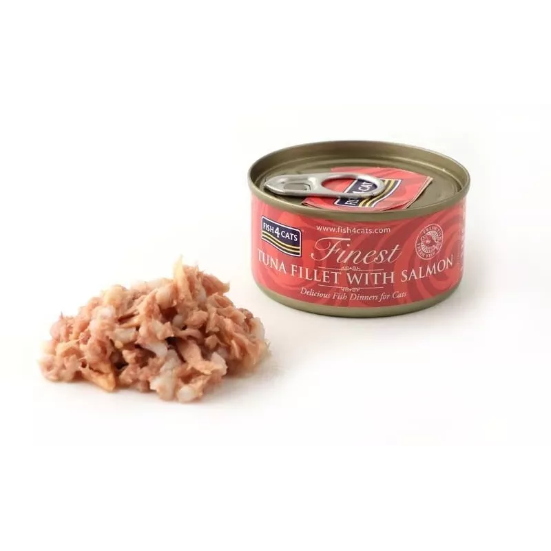 Märg kassitoit FISH4DOGS Tuunifilee lõhega 70 g kotike, täiskasvanud, kalamaitse, 85% niiskus