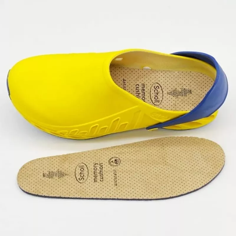 Scholl Evoflex - kollased unisex puukingad, suurus 38