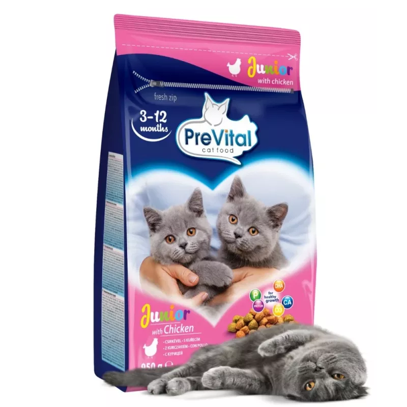 Kuiv kassitoit PREVITAL Junior Chicken 950 g — krõbinad kassipoegadele, 35% valku, 12% rasva