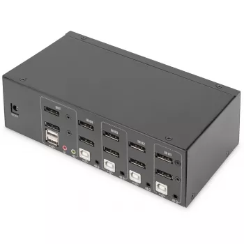 DIGITUS KVM-lüliti, 4 porti, topeltkuvar, 4K, DisplayPort®
