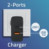 Qoltec 52380 Super Quick PD laadija | 1xUSB-C | 1xUSB | 65W | 5-20V | 1,5-3,25A | Must