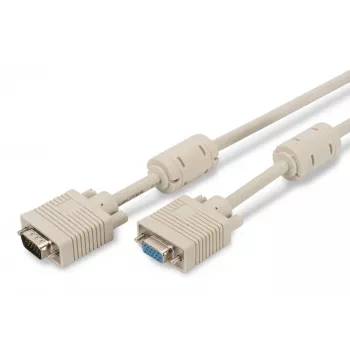 VGA monitori pikenduskaabel DIGITUS AK-310203-030-E — 3 m, VGA (D-Sub) isane VGA (D-Sub) emasele, 3Coax+7-juhtmeline, beež