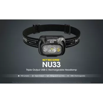 Nitecore NU33 NU-seeria LED-pealamp, 700 lumenit, must