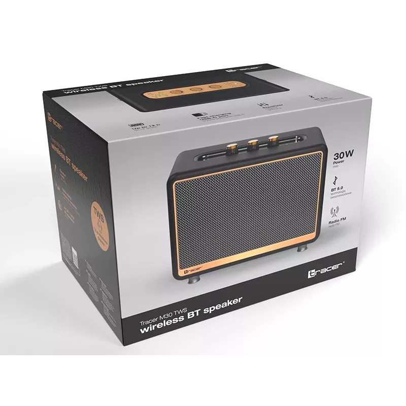 Stereo Portable Speaker Tracer M30 TWS BT Must, Gold