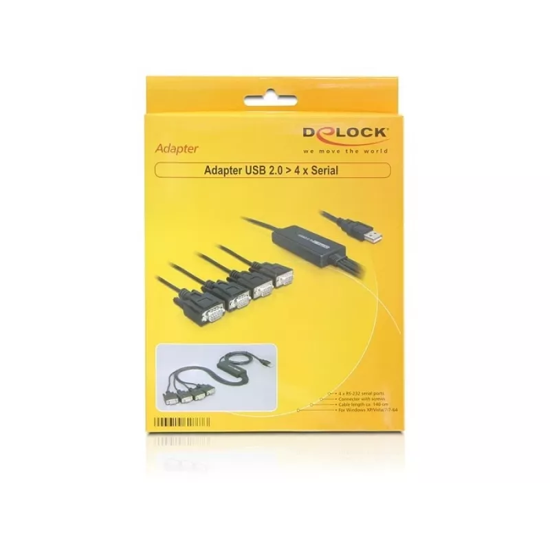 DeLock USB2.0 > 4 x Serial Adapter - Jadasiadapter - USB - RS-232 x 4 (61887)