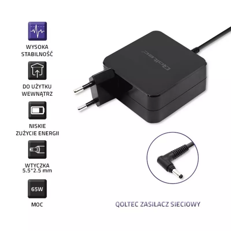 Qoltec 51745 toiteadapter/inverter siseruumidesse 65 W must