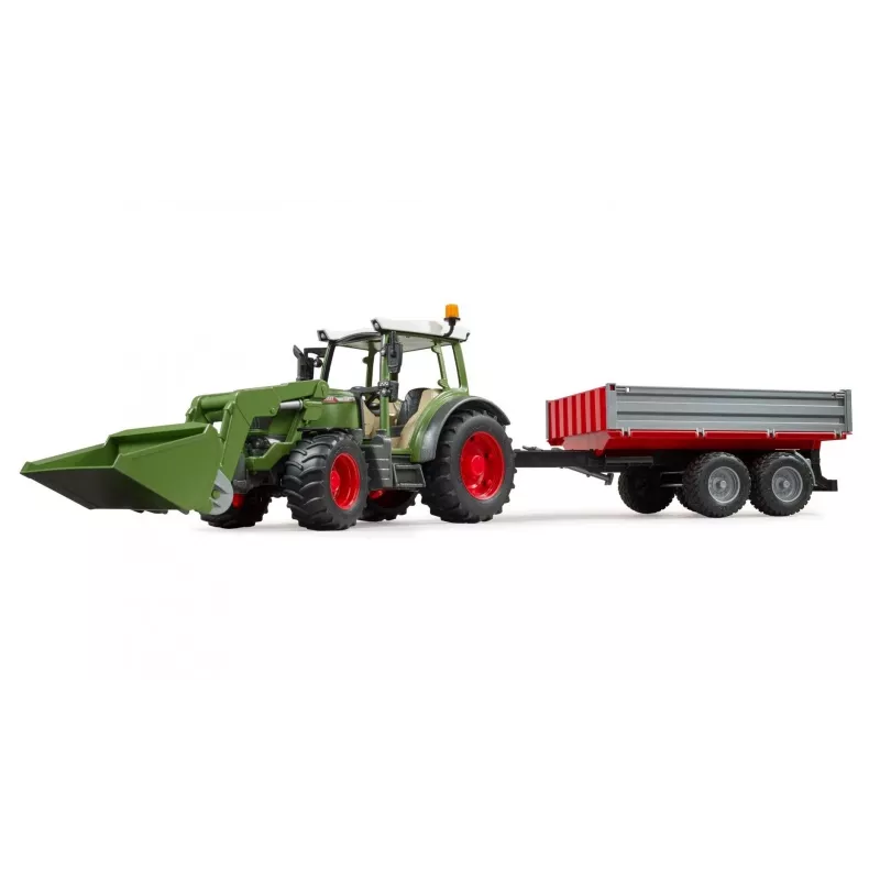 Mängutraktor BRUDER Fendt Vario 211 eeslaaduri ja külghaagisega