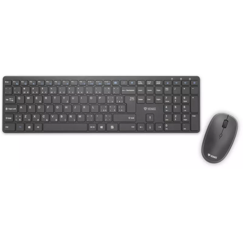 Traadita klaviatuuri ja hiire komplekt YENKEE YKB 2008CS — 2,4 GHz USB, kompaktne paigutus