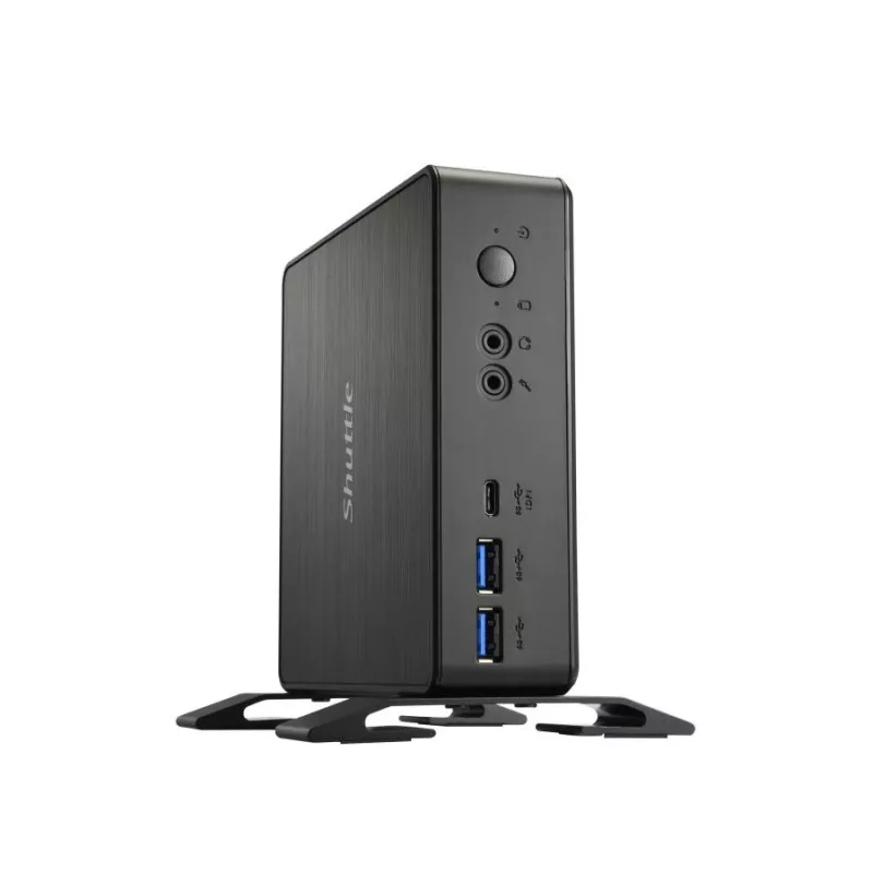 Shuttle XPC Nano PC NC40U, Intel Celeron 7305U, 1x HDMI, 1x DP, 1x USB-C/DP, 6x USB3.2, 1x 2,5-tolline pesa, 2x M.2, 1x LAN, RAID, 24/7 pidev töö, koos VESA ja alusega