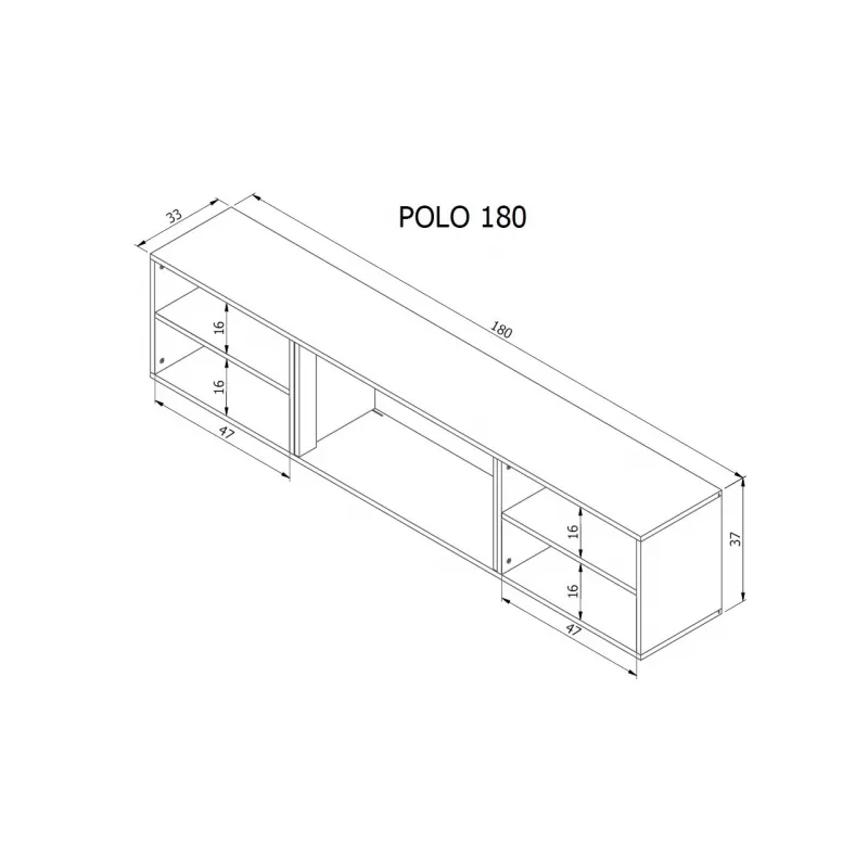 RTV-kapp POLO 180x33x39 must + kamin valge