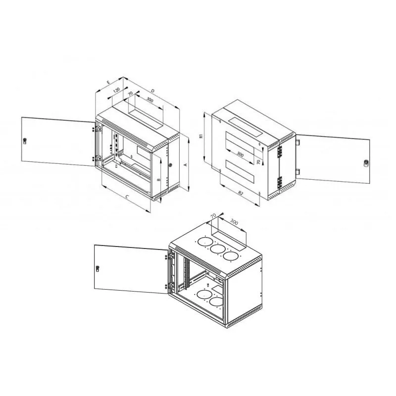 Seinale paigaldatav riiul Triton 19-tolline Rack Wall-mount 9U/250 klaasuksega