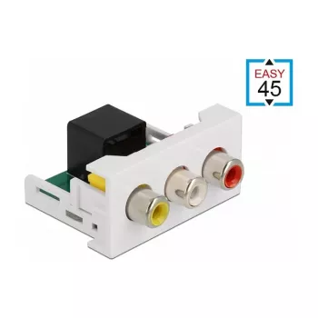 DeLOCK Easy 45 moodul 3 x RCA emane pistikupesa RJ45 emase pordiga 22,5 x 45 mm