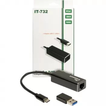 Etherneti adapter Inter-Tech IT-732 2500 Mbit/s USB USB-C juhtmega