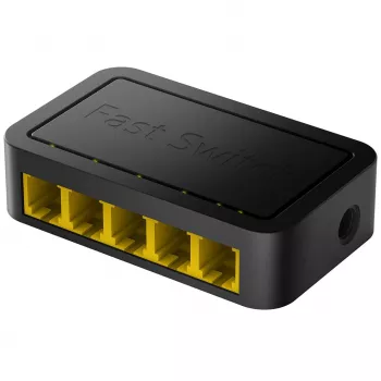 Võrgukommutaator Cudy FS105D — 5-pordiline Fast Ethernet 10/100, 1 Gbit/s kommutatsioon, must