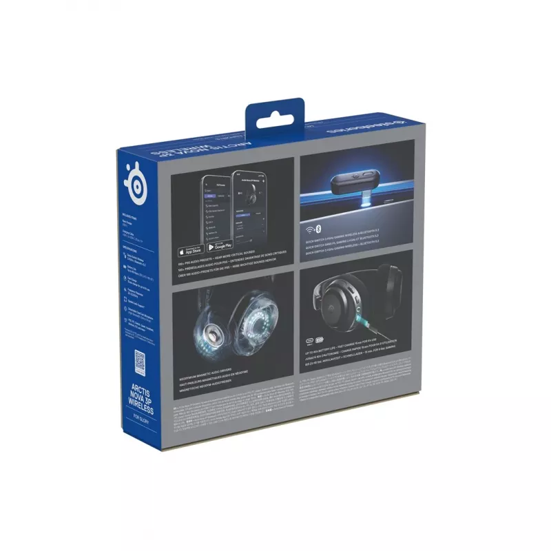 Headset STEELSERIES Arctis Nova 3P Wireless Bluetooth ümberkõrvaklappidega peapaelaga, 20–22000 Hz, 260 g, must