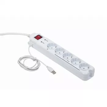 Liigpingekaitse Gembird PCW-MS-2G valge 5 vahelduvvoolu pistikupesa 250V 1,8m