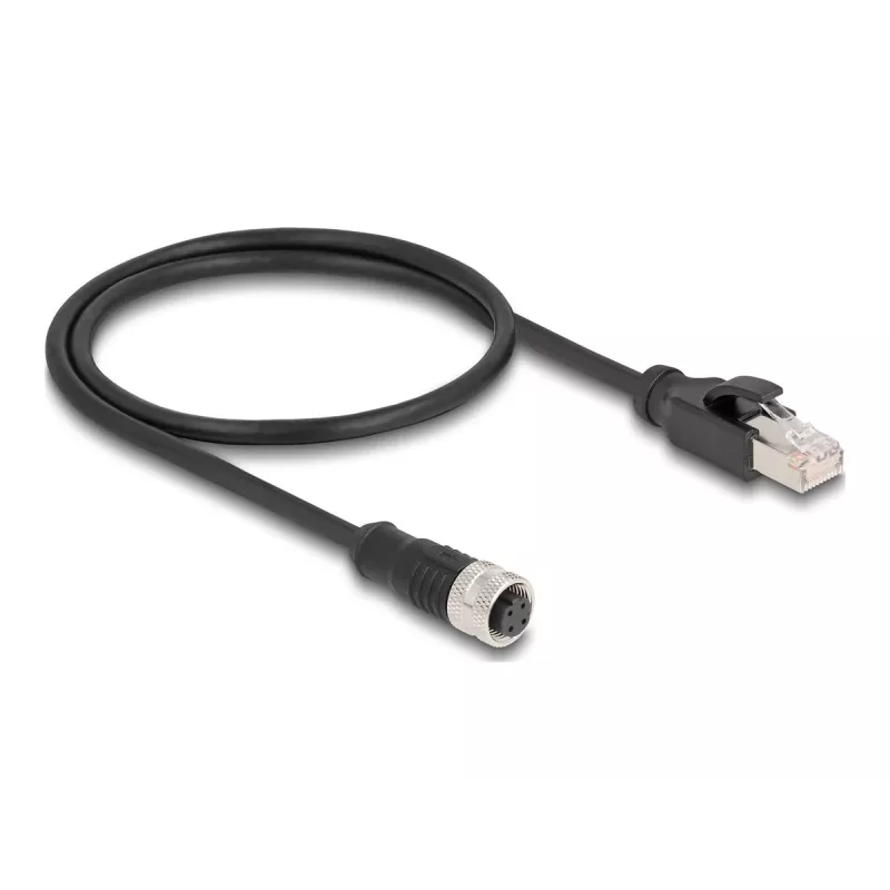 DeLOCK M12 adapterkaabel D-kodeeritud 4 kontaktiga emane RJ45 isasele 50 cm