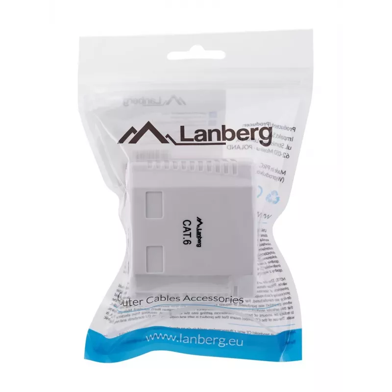 LANBERG Outlet Box RJ-45 Cat6 OU6-0002-W valge, 2 pesa, 30×54×57 mm