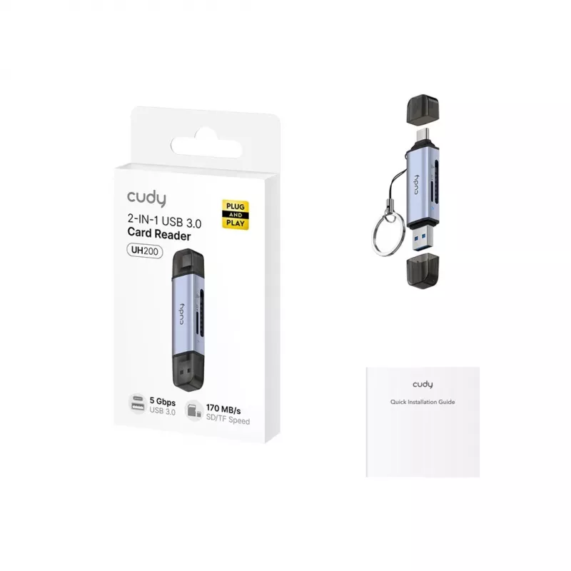 CUDY UH200 2-ühes USB 3.0 kaardilugeja