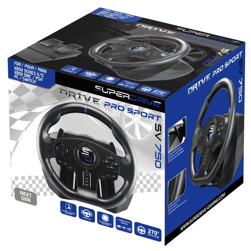 Rool + Pedaalid Subsonic SV750 Must 270° Pöörlemine USB