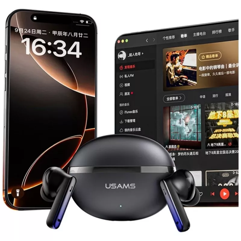 Bluetooth kõrvaklapid Usams TWS E02 ANC+ENC must