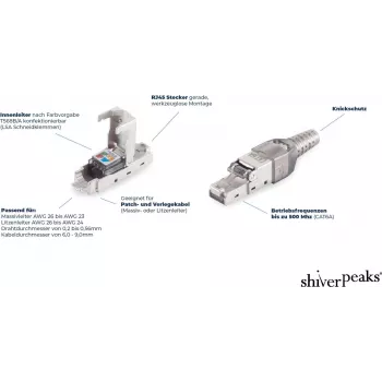 ShiverPeaks Cat.6A kaabliühendus topeltpesa RJ45 BS08-01041